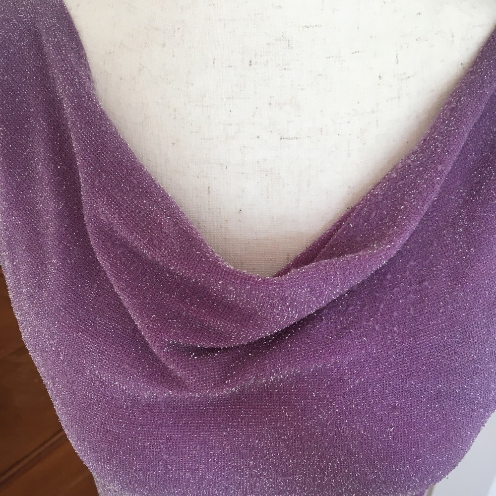 Vintage Sparkly Purple Cowl Neck Tank Top - Picture 2 of 6